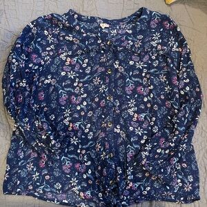 SO brand blouse youth size XL girls long sleeve button up tie front